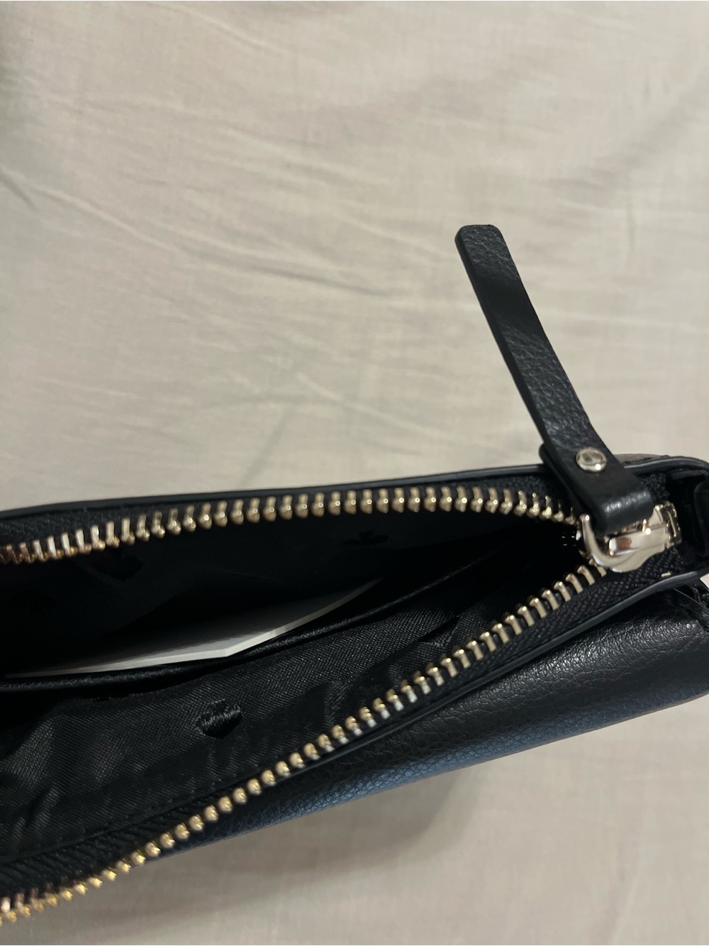 Kate Spade Black Leather Crossbody Wallet Bag with Gold Logo - Picture 5 of 5